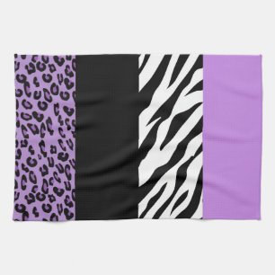 Leopard Print, Zebra Print, Animal Print, Purple Tea Towel