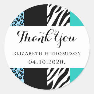 Leopard Print, Zebra Print, Animal Print, Wedding Classic Round Sticker