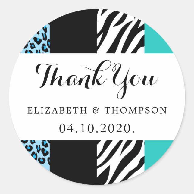 Leopard Print, Zebra Print, Animal Print, Wedding Classic Round Sticker (Front)