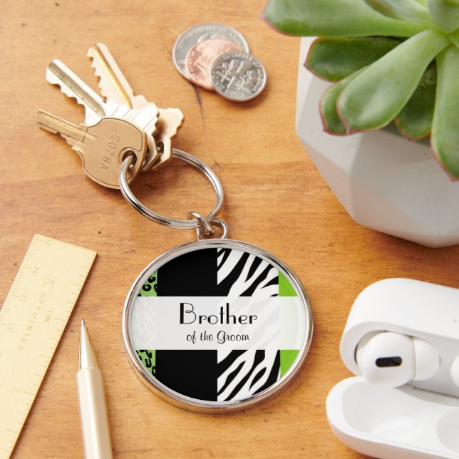 Leopard Print, Zebra Print, Animal Print, Wedding Key Ring (Desk)