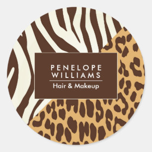 Leopard Print Zebra Print Classic Round Sticker
