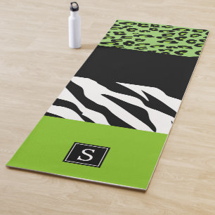 Leopard Print, Zebra Print, Green, Monogram Yoga Mat
