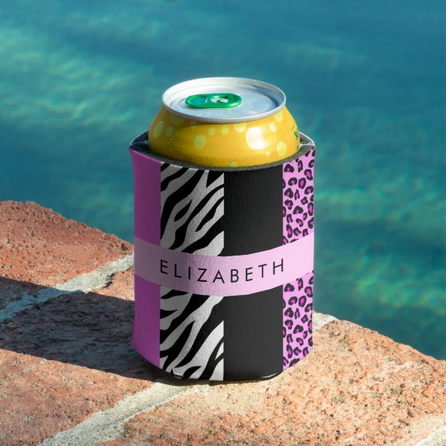 Leopard Print, Zebra Print, Pink, Your Name Can Cooler (In Situ Pool)