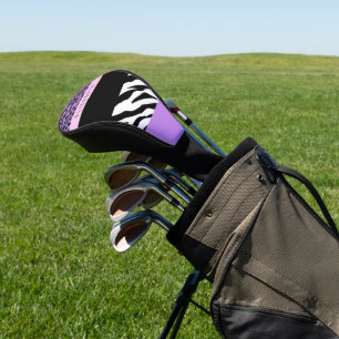Leopard Print, Zebra Print, Purple, Your Name Golf Head Cover