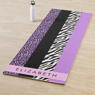 Leopard Print, Zebra Print, Purple, Your Name Yoga Mat
