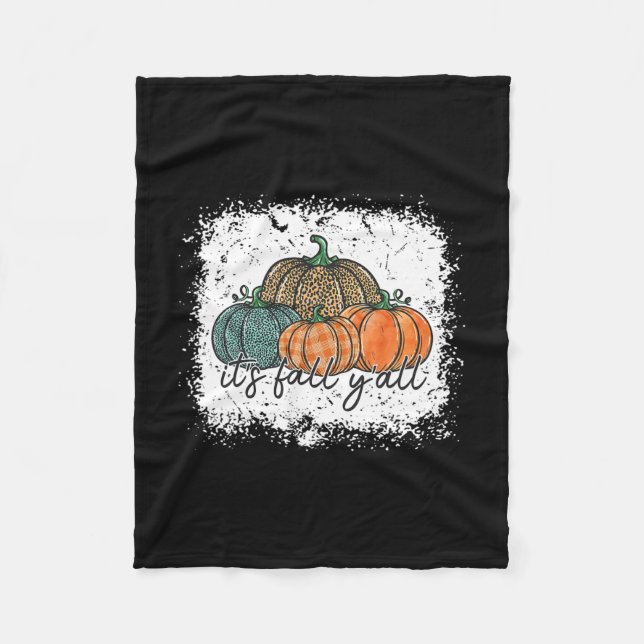 Leopard Pumpkin Autumn Its Fall Yall Thanksgiving  Fleece Blanket (Front)