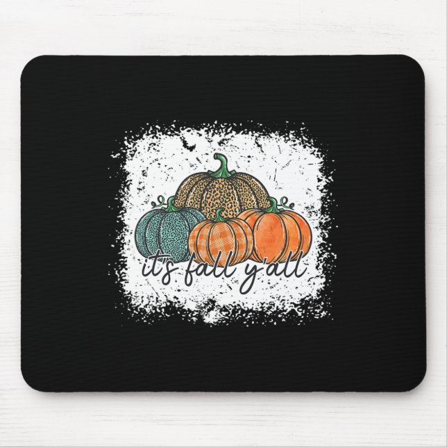 Leopard Pumpkin Autumn Its Fall Yall Thanksgiving  Mouse Pad (Front)