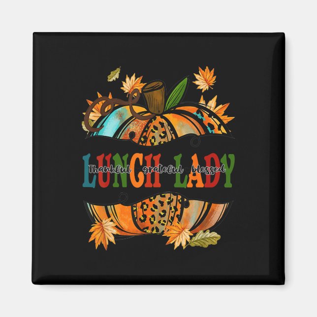Leopard Pumpkin Fall Autumn Thanksgiving Lunch Lad Magnet (Front)