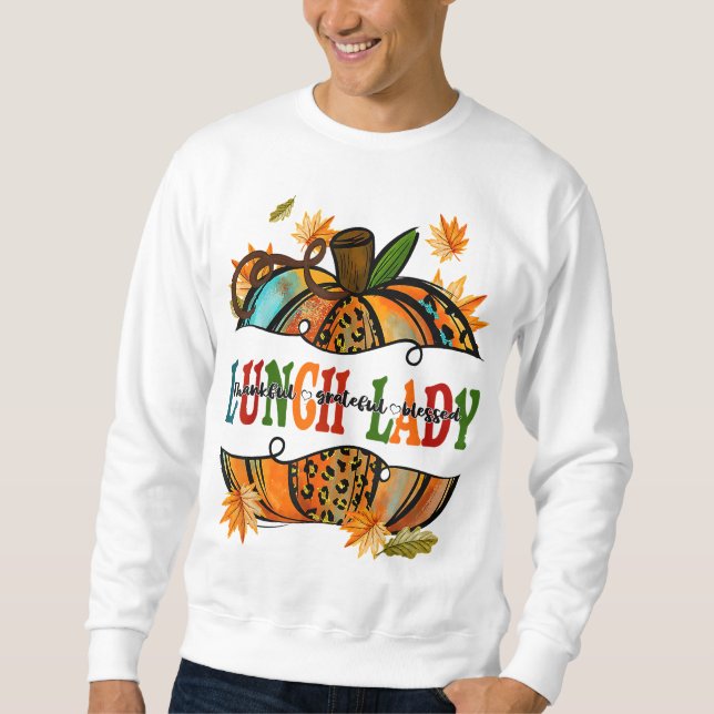Leopard Pumpkin Fall Autumn Thanksgiving Lunch Lad Sweatshirt (Front)