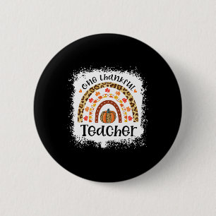 Leopard Pumpkin Fall Rainbow One Thankful Teacher 6 Cm Round Badge