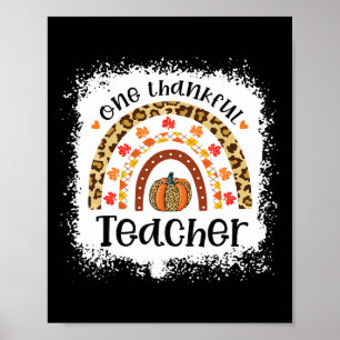 Leopard Pumpkin Fall Rainbow One Thankful Teacher Poster