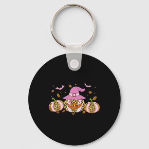 Leopard Pumpkin Halloween Breast Cancer Awareness Key Ring
