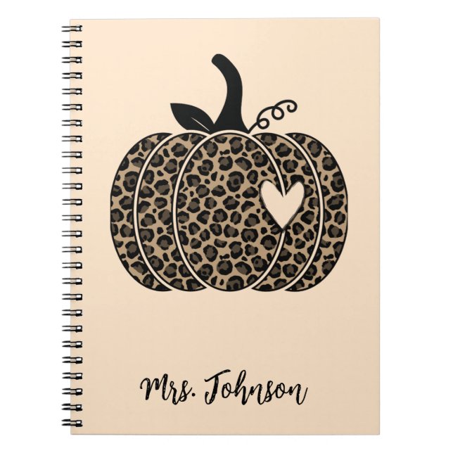 Leopard Pumpkin Personalised Teacher Notebook (Front)