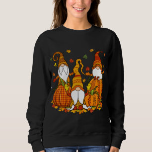 Leopard Pumpkin Print Plaid Gnomes Fall Autumn Tha Sweatshirt
