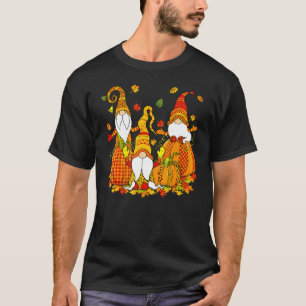Leopard Pumpkin Print Plaid Gnomes Fall Autumn Tha T-Shirt