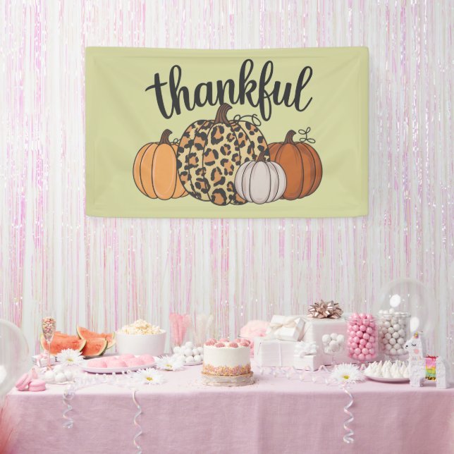 Leopard Pumpkin Season Thanksgiving Halloween Fall Banner (Party)
