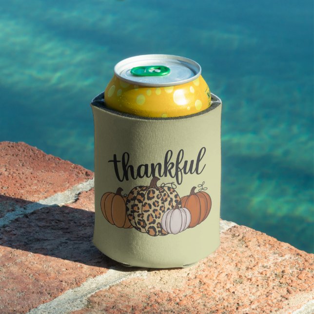 Leopard Pumpkin Season Thanksgiving Halloween Fall Can Cooler (In Situ Pool)