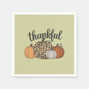 Leopard Pumpkin Season Thanksgiving Halloween Fall Napkin
