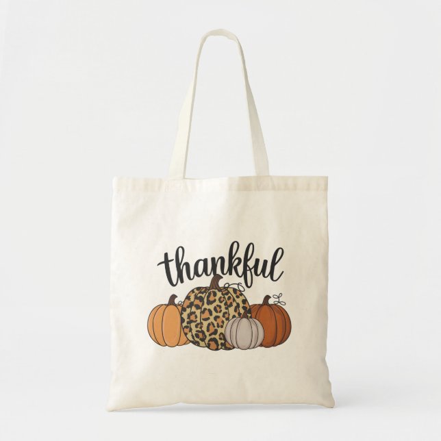 Leopard Pumpkin Season Thanksgiving Halloween Fall Tote Bag (Front)