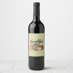 Leopard Pumpkin Season Thanksgiving Halloween Fall Wine Label