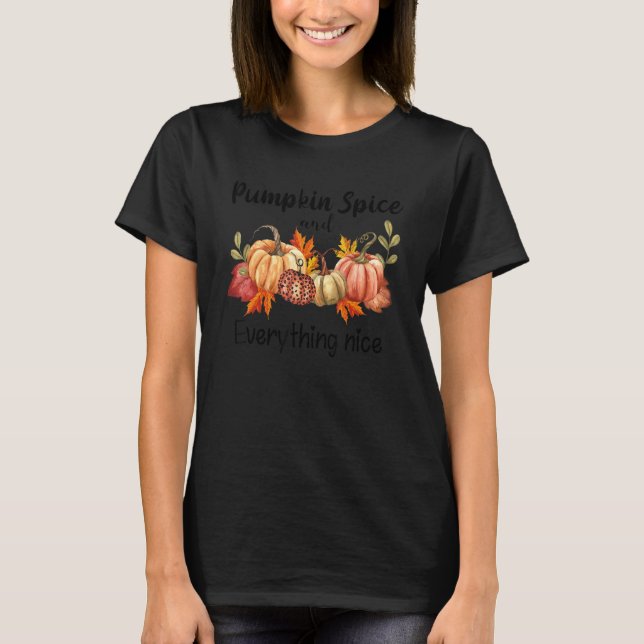 Leopard Pumpkin Spice Everything Nice Cute Retro F T-Shirt (Front)