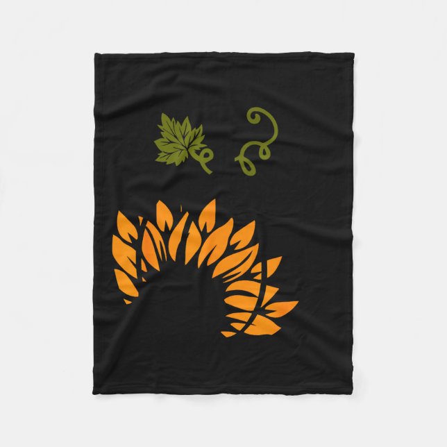 Leopard Pumpkin Sunflower Fall Autumn Halloween Th Fleece Blanket (Front)