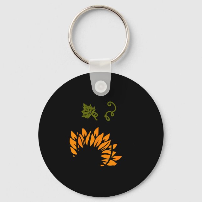 Leopard Pumpkin Sunflower Fall Autumn Halloween Th Key Ring (Front)