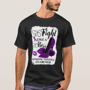 Leopard Purple Fight Like A Boss Domestic Violence T-Shirt