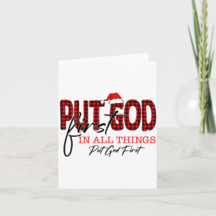Leopard Put God First In All Things Santa Hat Xmas Card