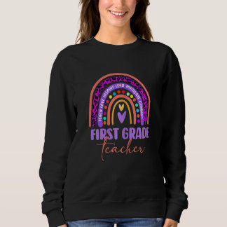 Leopard Rainbow 1st Grade First Teacher First Day Sweatshirt