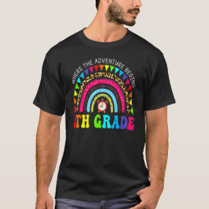 Leopard Rainbow 8th Grade Where The Adventure Begi T-Shirt