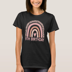 Leopard Rainbow 9th Birthday Girl   9 Year Old T-Shirt