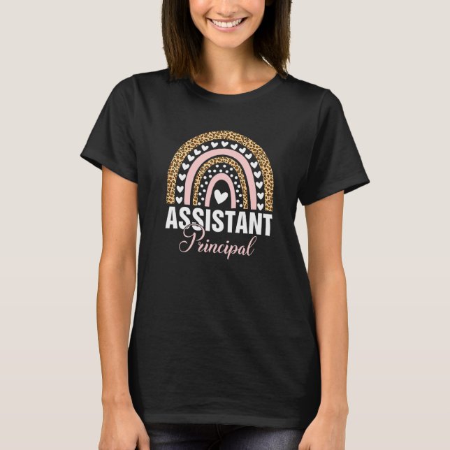 Leopard Rainbow Assistant Principal Teacher Back T T-Shirt (Front)