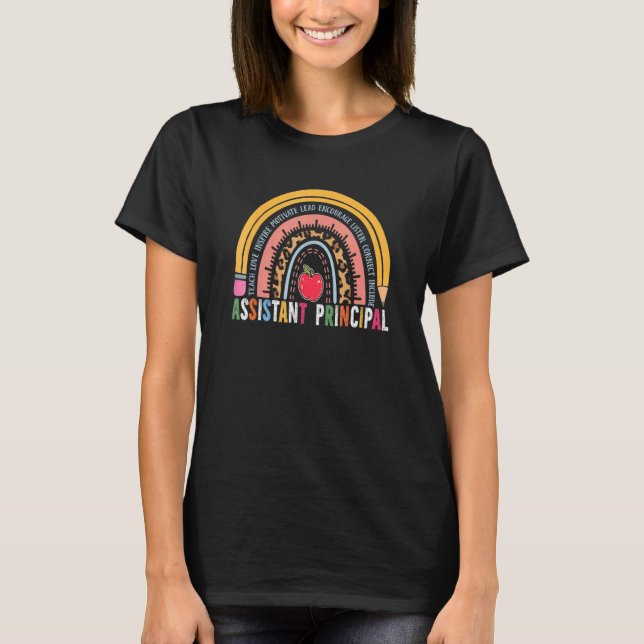 Leopard Rainbow Assistant Principal Teacher Back T T-Shirt (Front)