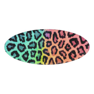 leopard rainbow bg name tag