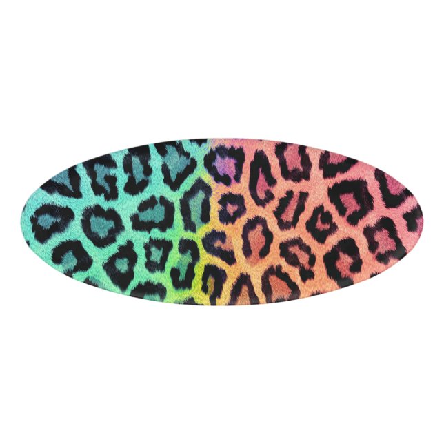 leopard rainbow bg name tag (Front)
