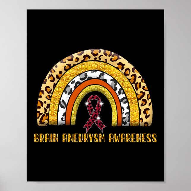 Leopard Rainbow Brain Aneurysm Warrior  Poster (Front)
