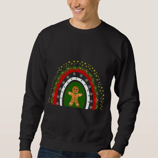 Leopard Rainbow, Christmas Rainbow, Gingerbread bo Sweatshirt (Front)