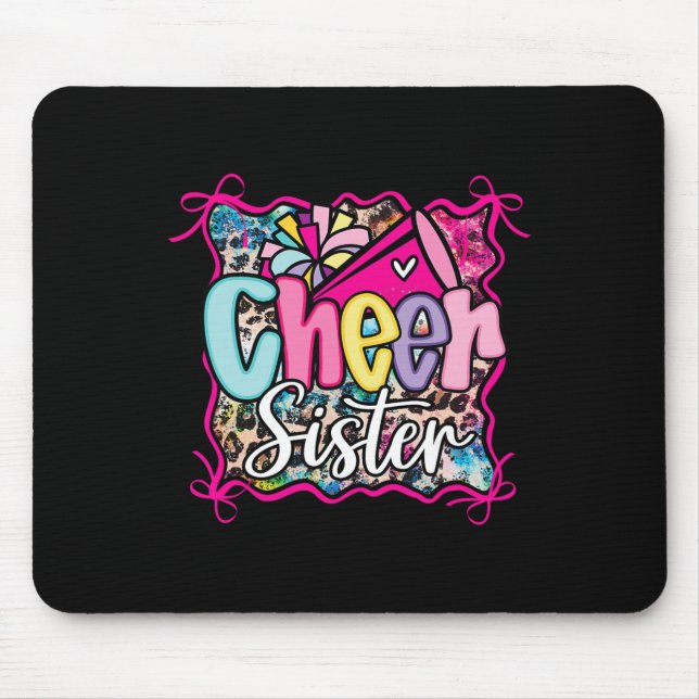 Leopard Rainbow Coquette Cheer Sister Cheerleader  Mouse Pad (Front)