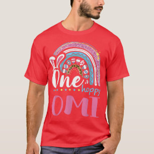 Leopard Rainbow Easter Eggs Bunny Ears One Hoppy O T-Shirt
