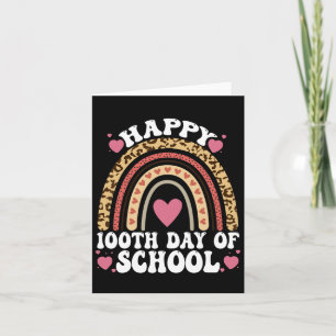 Leopard Rainbow Happy 100th Day School Cute 100 Da Card