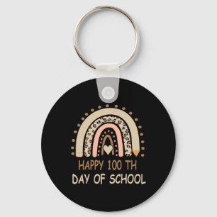Leopard Rainbow Happy 100th Day School Cute 100 Da Key Ring