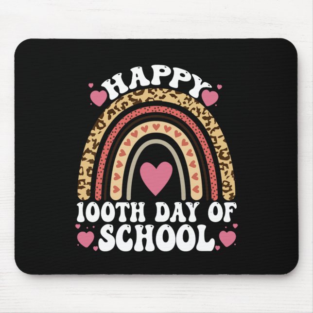 Leopard Rainbow Happy 100th Day School Cute 100 Da Mouse Pad (Front)