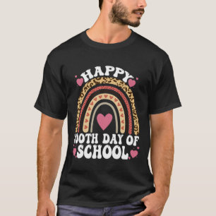 Leopard Rainbow Happy 100th Day School Cute 100 Da T-Shirt