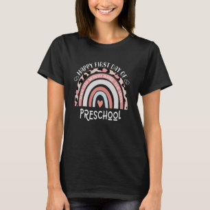 Leopard Rainbow Happy First Day Of Preschool Teach T-Shirt