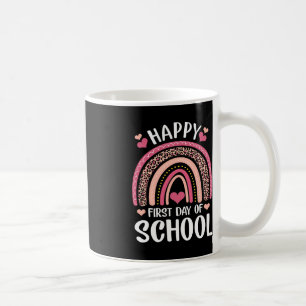Leopard Rainbow Happy First Day Of School Teacher Coffee Mug