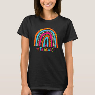 Leopard Rainbow Happy Last Day Of School 6th Grade T-Shirt