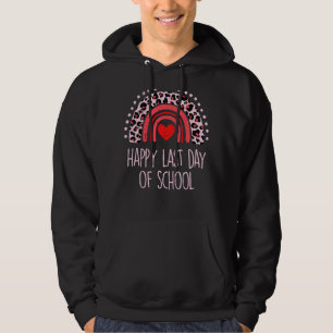 Leopard Rainbow Happy Last Day Of School Graduatio Hoodie