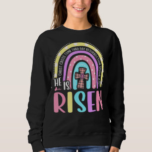 Leopard Rainbow He Is Risen Jesus Christian Happy Sweatshirt
