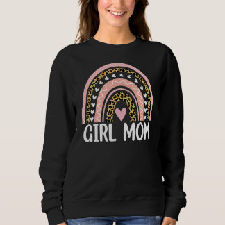 Leopard Rainbow Heart Girls Mum  Mother's Day Sweatshirt